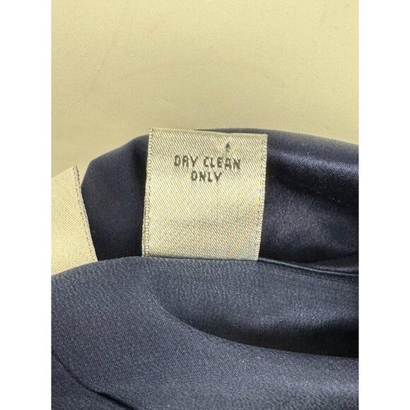 Chico's 100% Silk Navy Blue Satin Jacket Snaps Roll Tab Sleeve Chico's 1(US M/8) - Picture 9 of 11